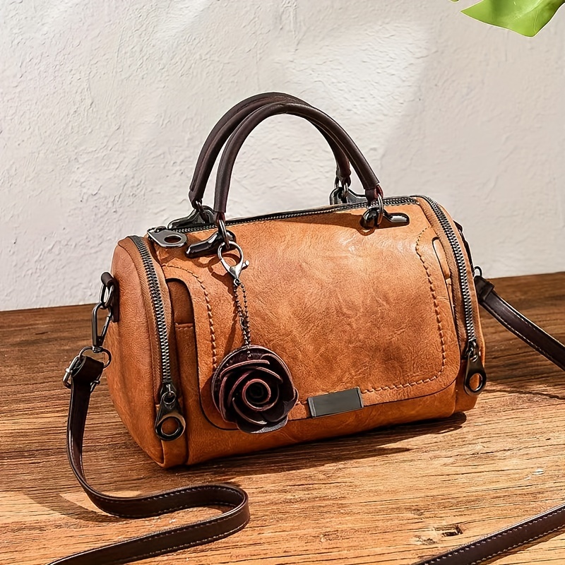 Heritage Rose Charm Boston Bag - Embrace Timeless Elegance and Feel Confidently Sophisticated Wherever Your Day Takes You